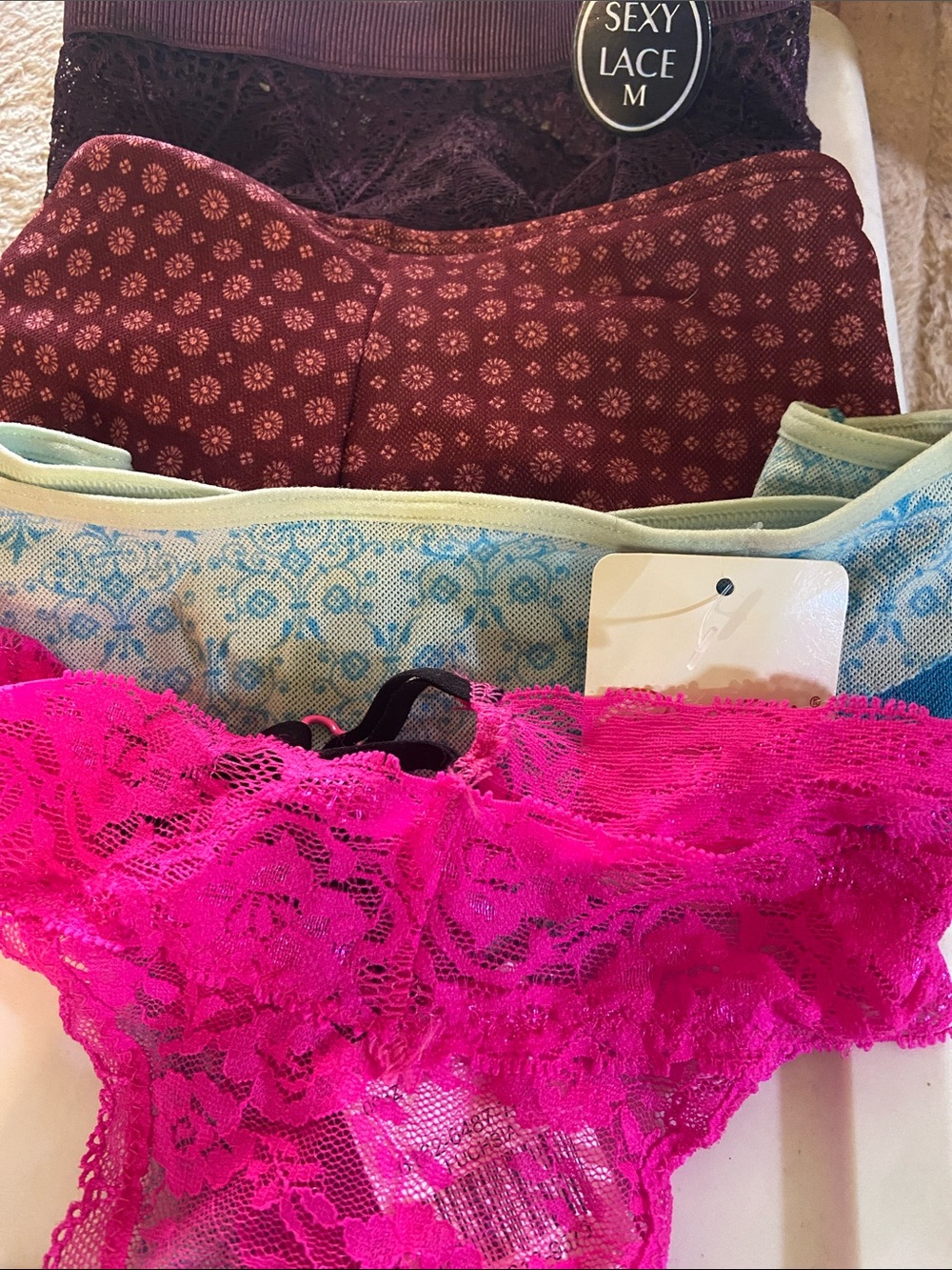 Rene Rofe Hot Pink Lace Bikini Panty
